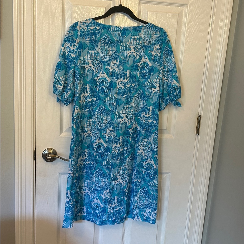 Lilly Pulitzer Turquoise and White Patterned Blouse - Picture 2 of 3